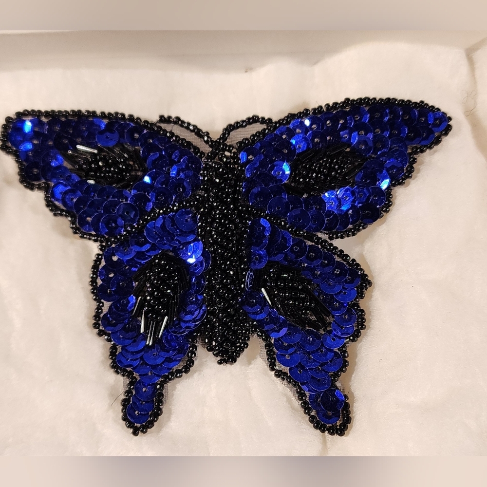 Blue and Black Sequence Butterfly Hair Clip